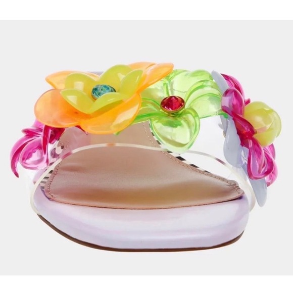 NIB Betsey Johnson Journi Lilac Multi Floral Embellished Slide Sandals Sz 5.5 - Picture 7 of 12